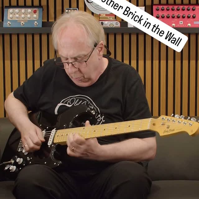 Instagram post by @oldgreyguitarist for Thomann. Caption reads: The Classic Pink Floyd track, played on the....