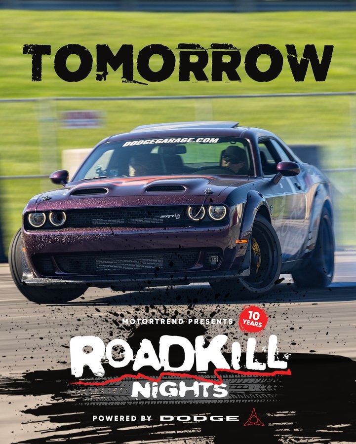 Instagram post by @davidfreiburger for Dodge. Caption reads: [...] of Roadkill Nights, powered by....