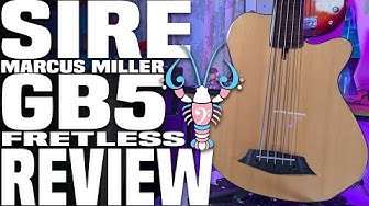 YouTube post by @LowEndLobster for SIT Strings. Caption reads: Sire GB5 FL Fretless Review - All The Fun Of An....