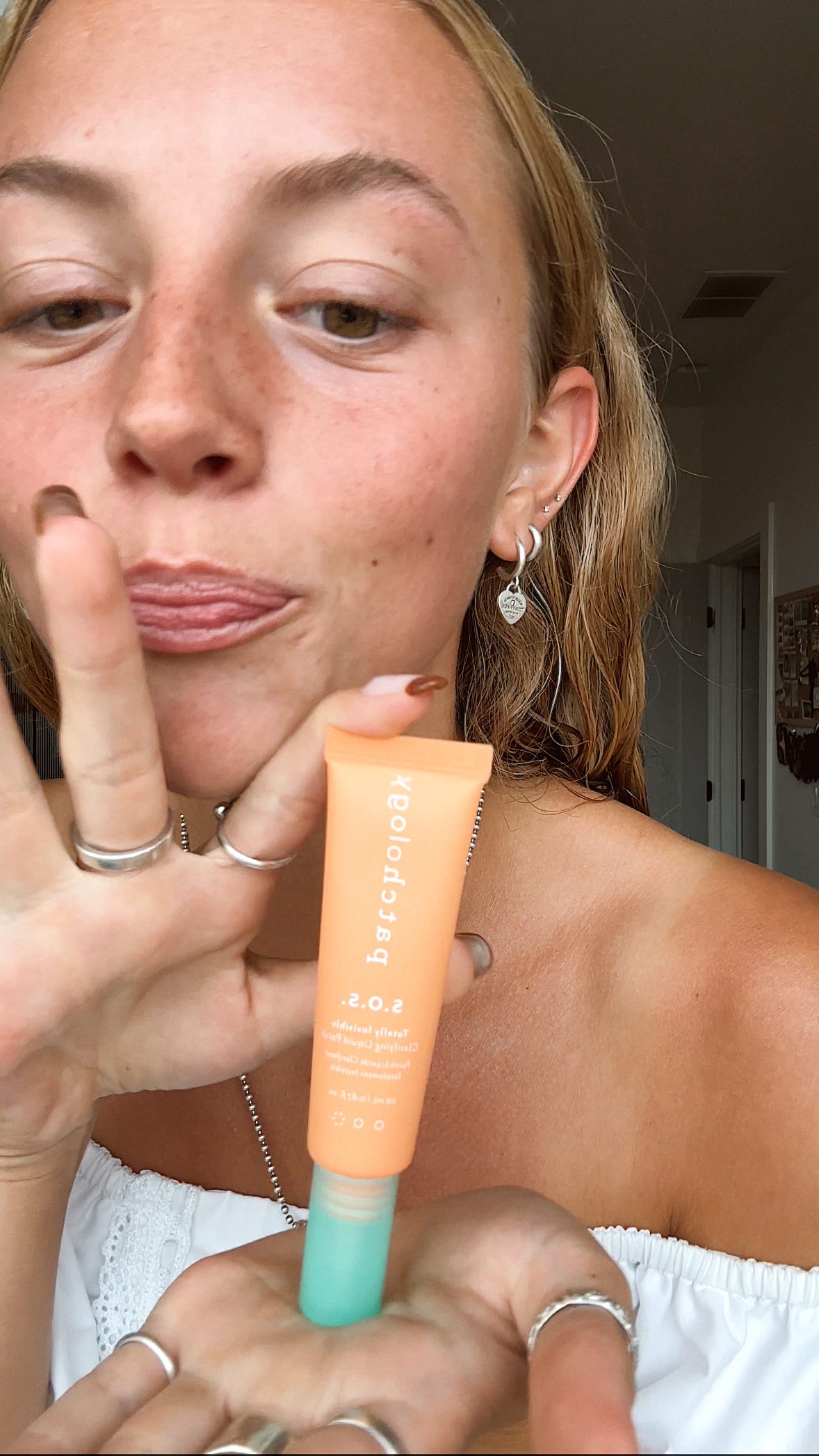 Instagram post by @emerythueson for Patchology. Caption reads: [...] with my skin & this product has saved me!....