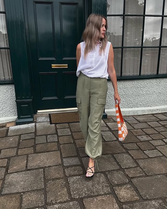 Instagram post by an influencer for Marks & Spencer. Caption reads: A classic pair of cargos that can take you from a....