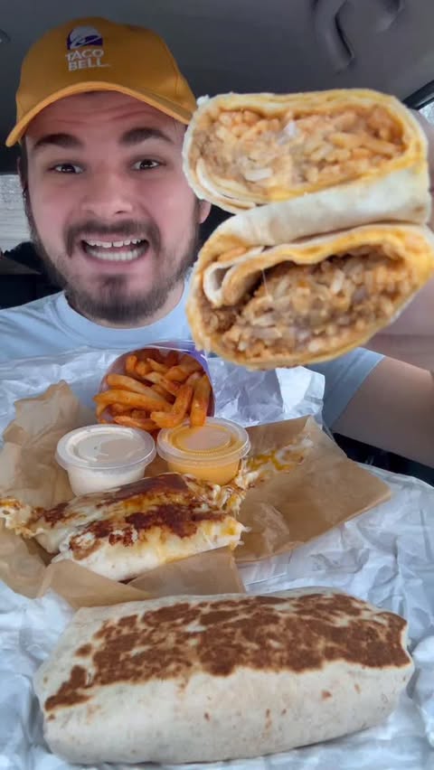 Instagram post by @lukefoods_ for Taco Bell. Caption reads: The Quesarito Is Back At Taco Bell! (Alongside....