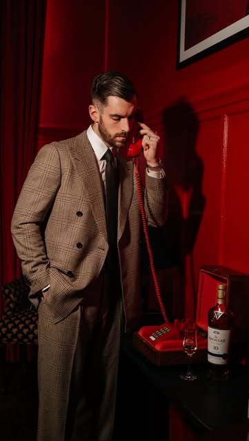 Instagram post by @huntervought for The Macallan. Caption reads: Patience, perfected at @vanderbiltauberge. A....