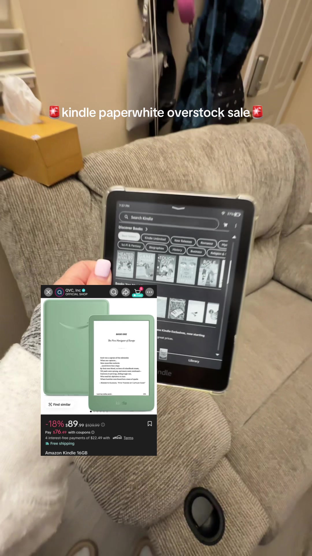 TikTok post by @bayleighwebb for QVC. Caption reads: Limited stock!!! Everything on QVC always goes so....