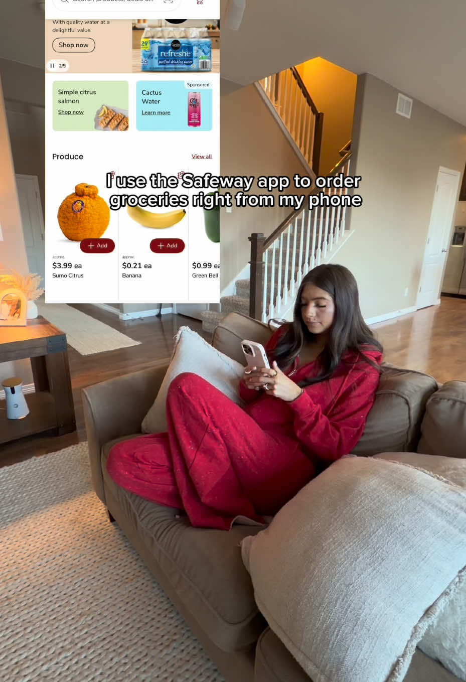 TikTok post by @oliviaowassa for Safeway. Caption reads: [...] happen, even on busy nights. using the....