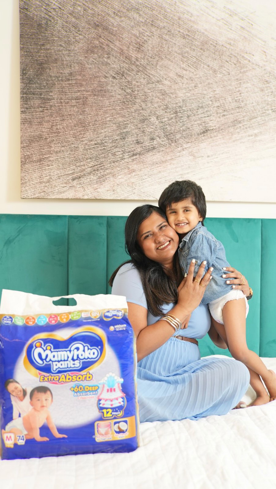 Instagram post by @vaishali_vasikaran for MamyPoko. Caption reads: Every mom wants to see their baby smiling and....