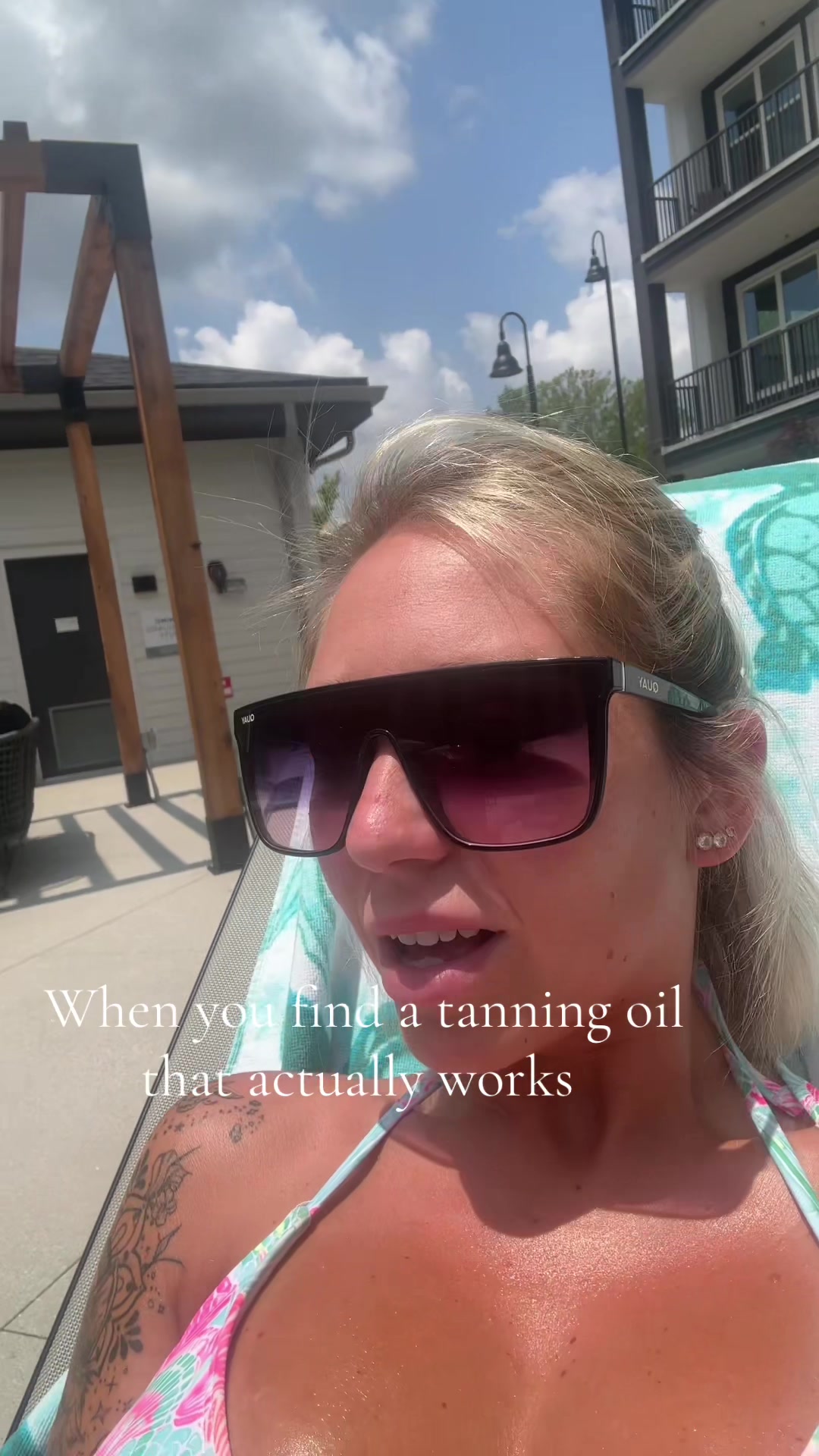 TikTok post by @graysonpayne17 for Carroten Greece. Caption reads: 🤎 @CARROTEN #tanningoil.