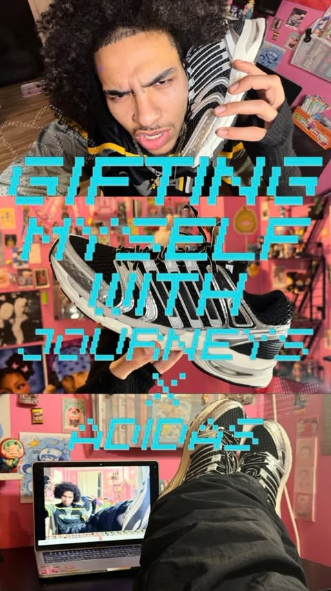 Instagram post by @realsaintluv for Journeys. Caption reads: [...] off first this year with @adidas @journeys....