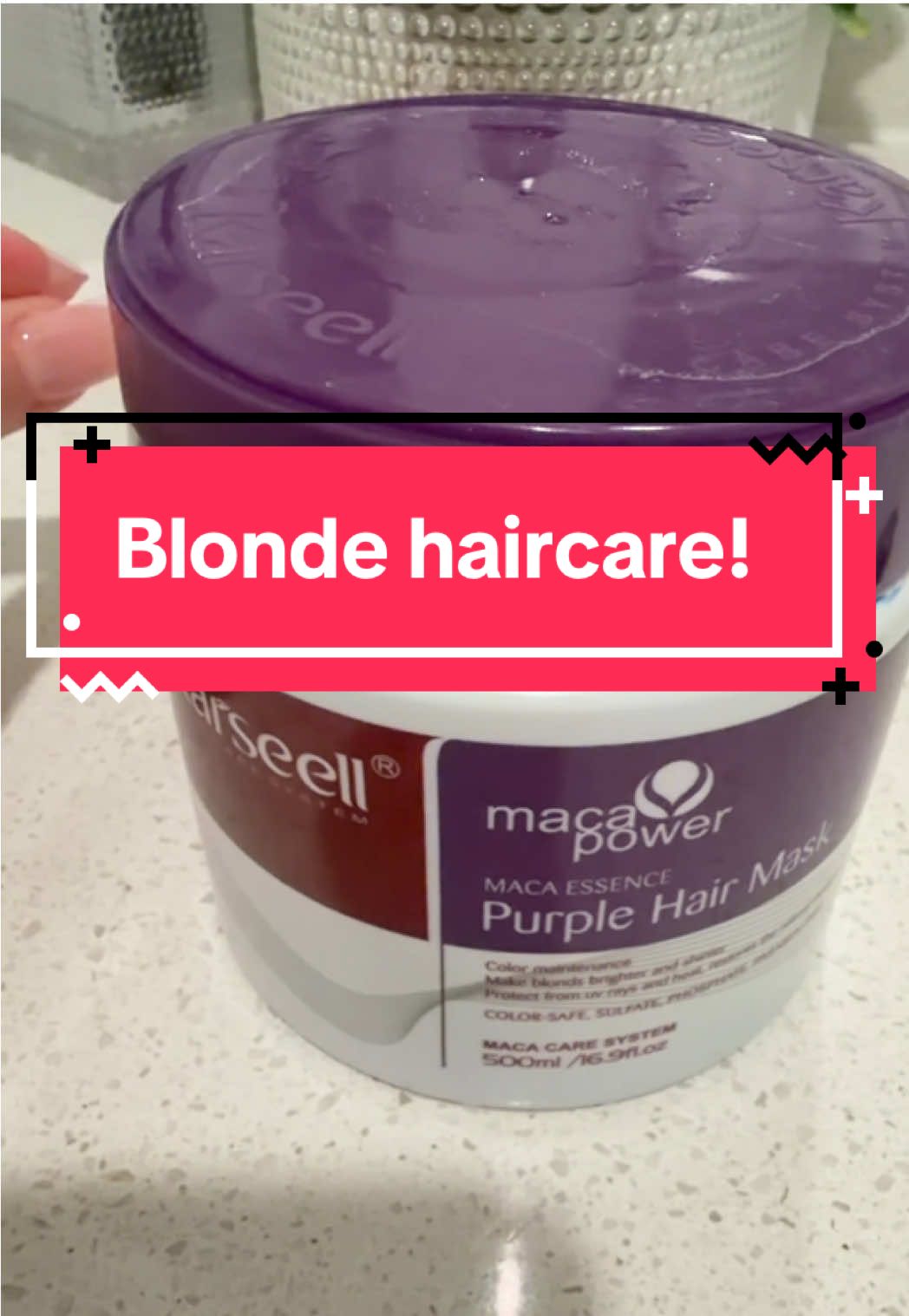 TikTok post by @christian_and_maria for Karseell Official. Caption reads: [...] #purplehairmask #karseell @Karseell Official.
