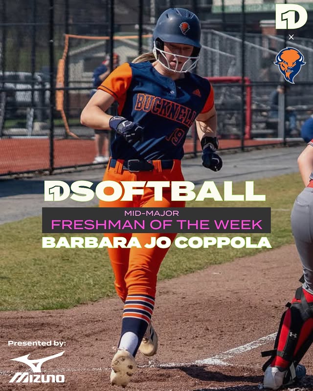 Instagram post by @barbarajocoppolaa for D1Softball.com. Caption reads: Mid-Major Freshman of the Week: Barbara Jo....