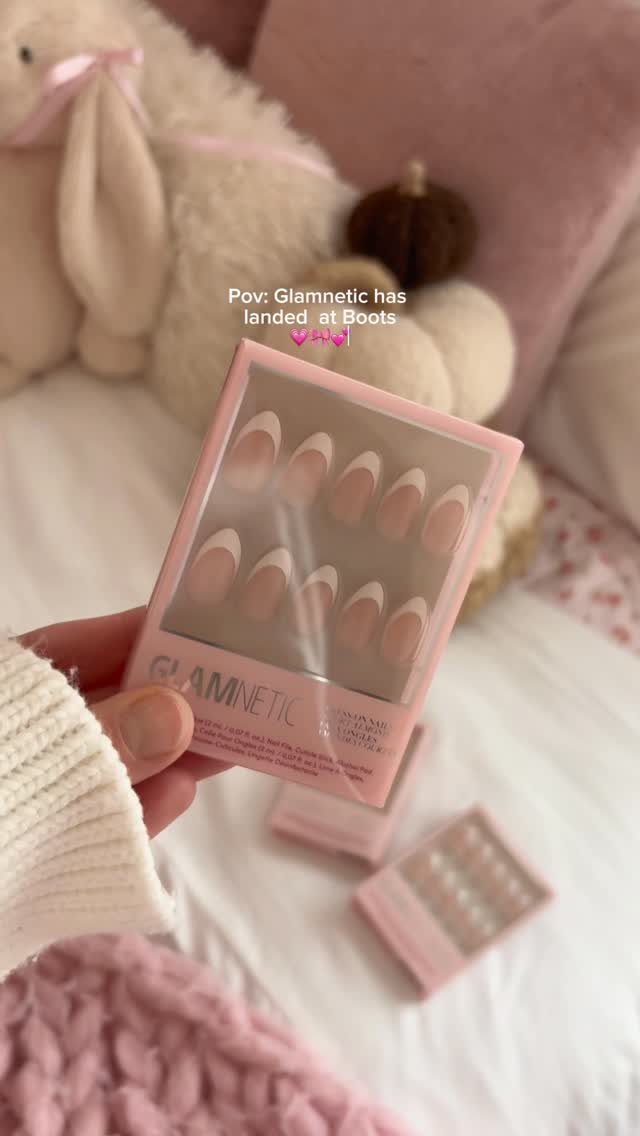 Instagram post by @helin.alena for Glamnetic. Caption reads: Pov: you’re favourite nail brand @glamnetic has....