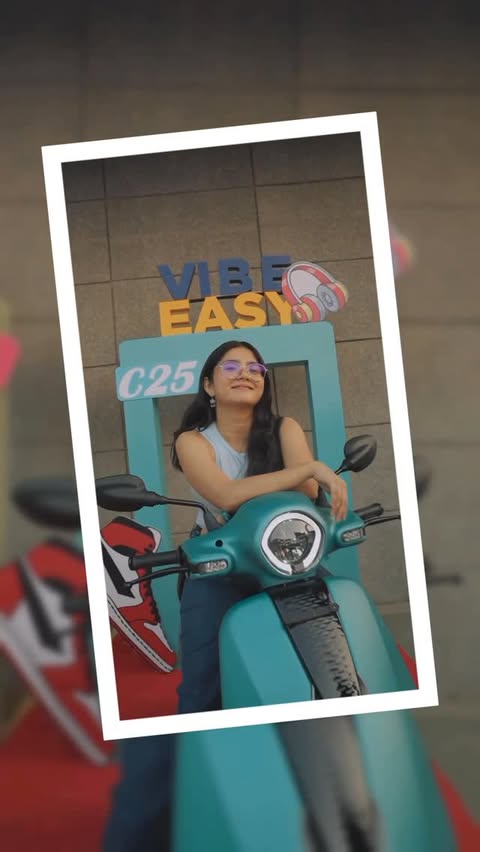 Instagram post by @hashtag.bogi for Chetak. Caption reads: [...] festival. ⚡ Got to experience the Bajaj....