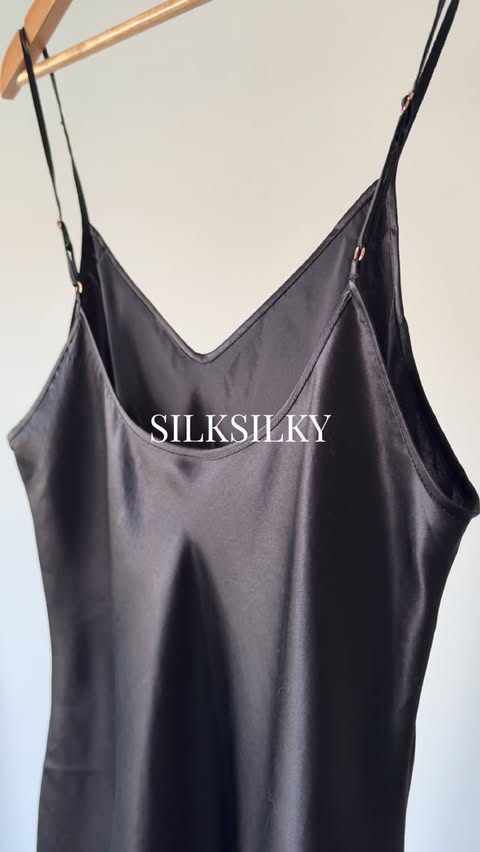 Instagram post by @sarahhhego for SilkSilky. Caption reads: Une robe noire, c’est un essentiel.....