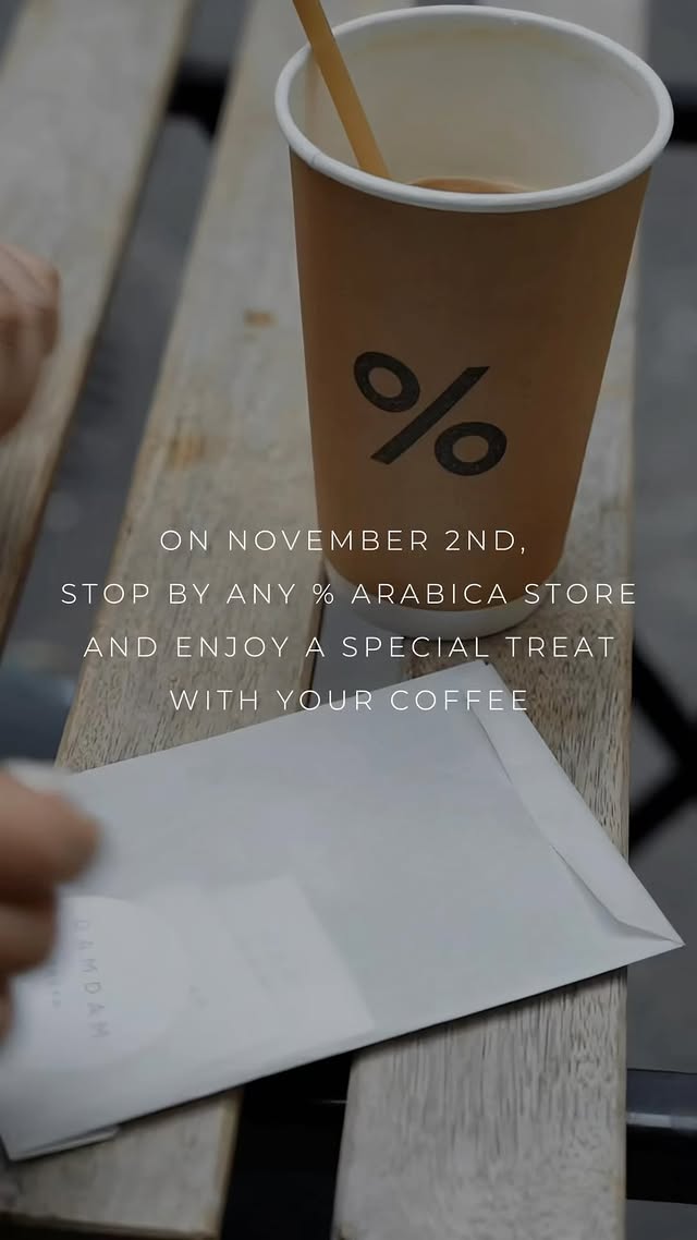 Instagram post by @arabicausa for DAMDAM. Caption reads: [...] 2nd only! Celebrate with % Arabica and....