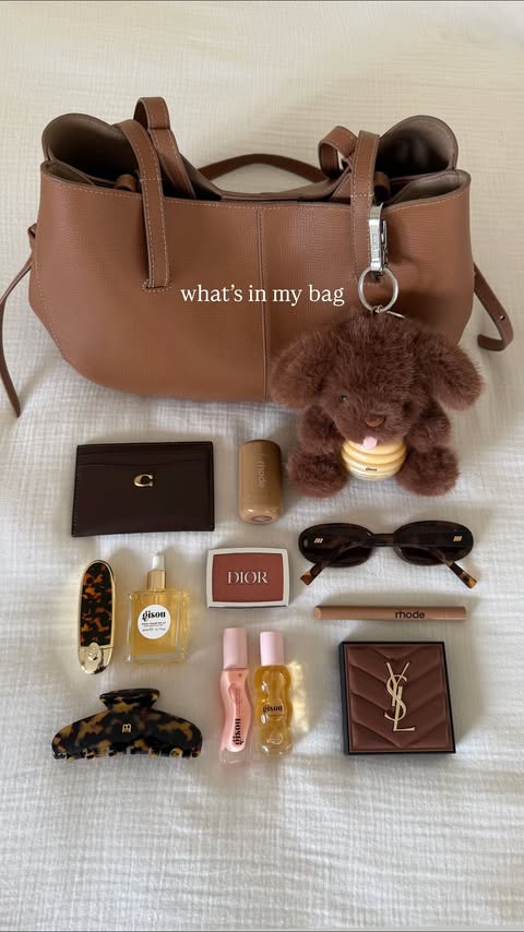 Instagram post by an influencer for Gisou. Caption reads: what’s in my bag 👜🍯🐶 @gisou toffee pup &....