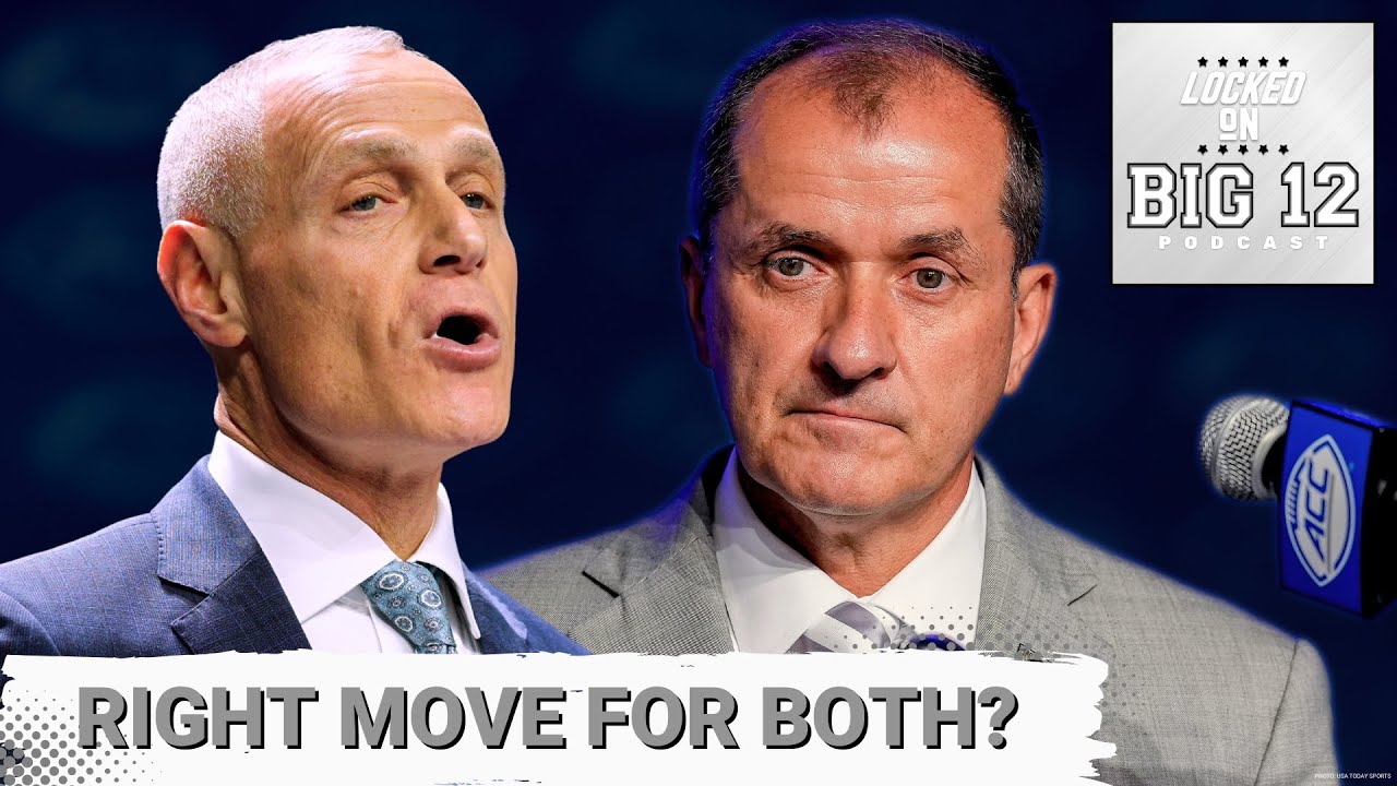 YouTube post by @LockedOnBig12 for Omaha Steaks. Caption reads: BOMBSHELL: ACC, Big 12 MERGING Conferences to Beat....