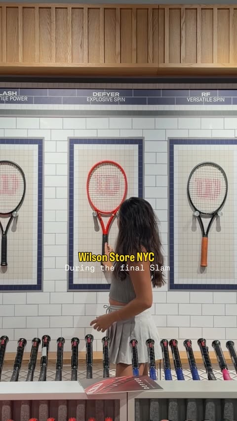 Instagram post by @camilatennisnyc for Wilson Sporting Goods. Caption reads: @wilson 🚕🎾 Flagship Wilson Store #nyctennis....