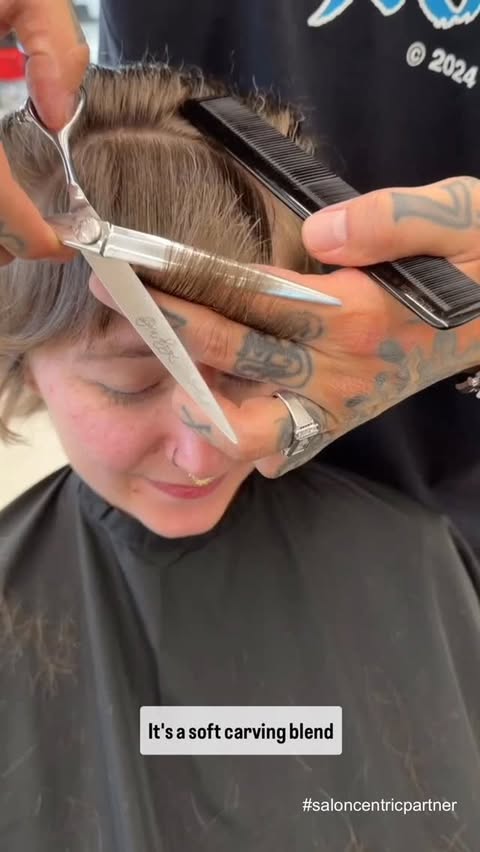 Instagram post by @philipwolffhair for SalonCentric. Caption reads: Side Curtain Bang, Short Hair....
