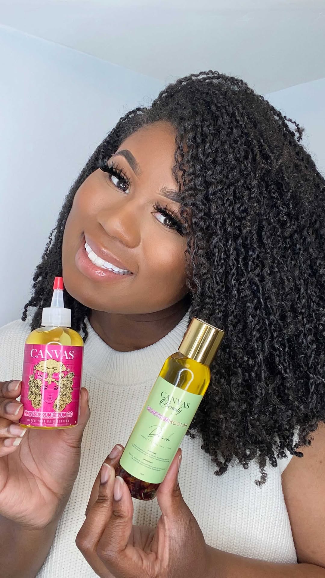 Instagram post by @curlcodeblack for Canvas Beauty Brand. Caption reads: AD | I want to share with you guys the benefits of....