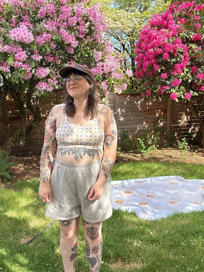 Instagram post by @asmallcloset for Shop Noble. Caption reads: [...] poppin, rhodies are bloomin, and this....