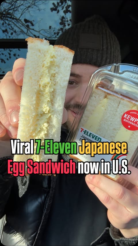 Instagram post by @snachwithzach for 7-Eleven. Caption reads: The viral 7-Eleven Japanese-Style Egg Salad....