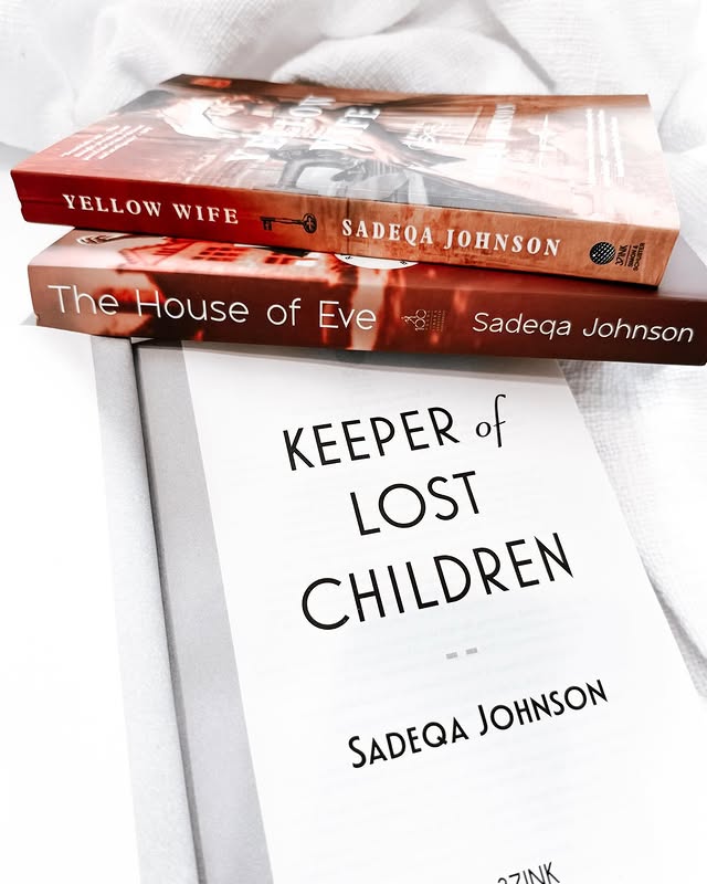 Instagram post by @backporchpages for Simon & Schuster. Caption reads: ❗️If Sadeqa Johnson writes it, I’m reading it.....