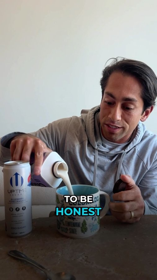 Instagram post by @zanenavratilpickleball for UPTIME Energy. Caption reads: Would you try this @uptimeenergy combo? 🥛👀⁠.