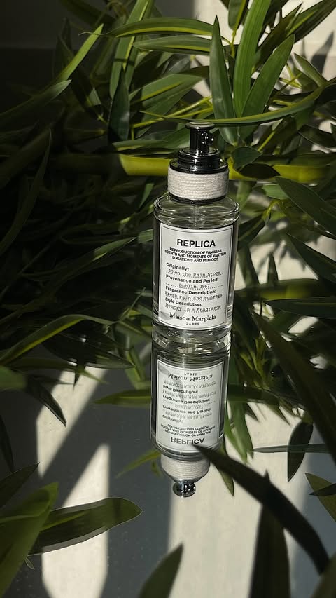 Instagram post by @v.uyani for Maison Margiela. Caption reads: [...] of fresh air after the rain. 🌧️🤍....