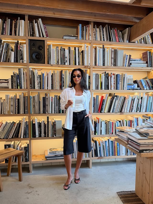 Instagram post by @nicoletaveras for Everlane. Caption reads: chic minimalism is the vibe this spring @everlane....