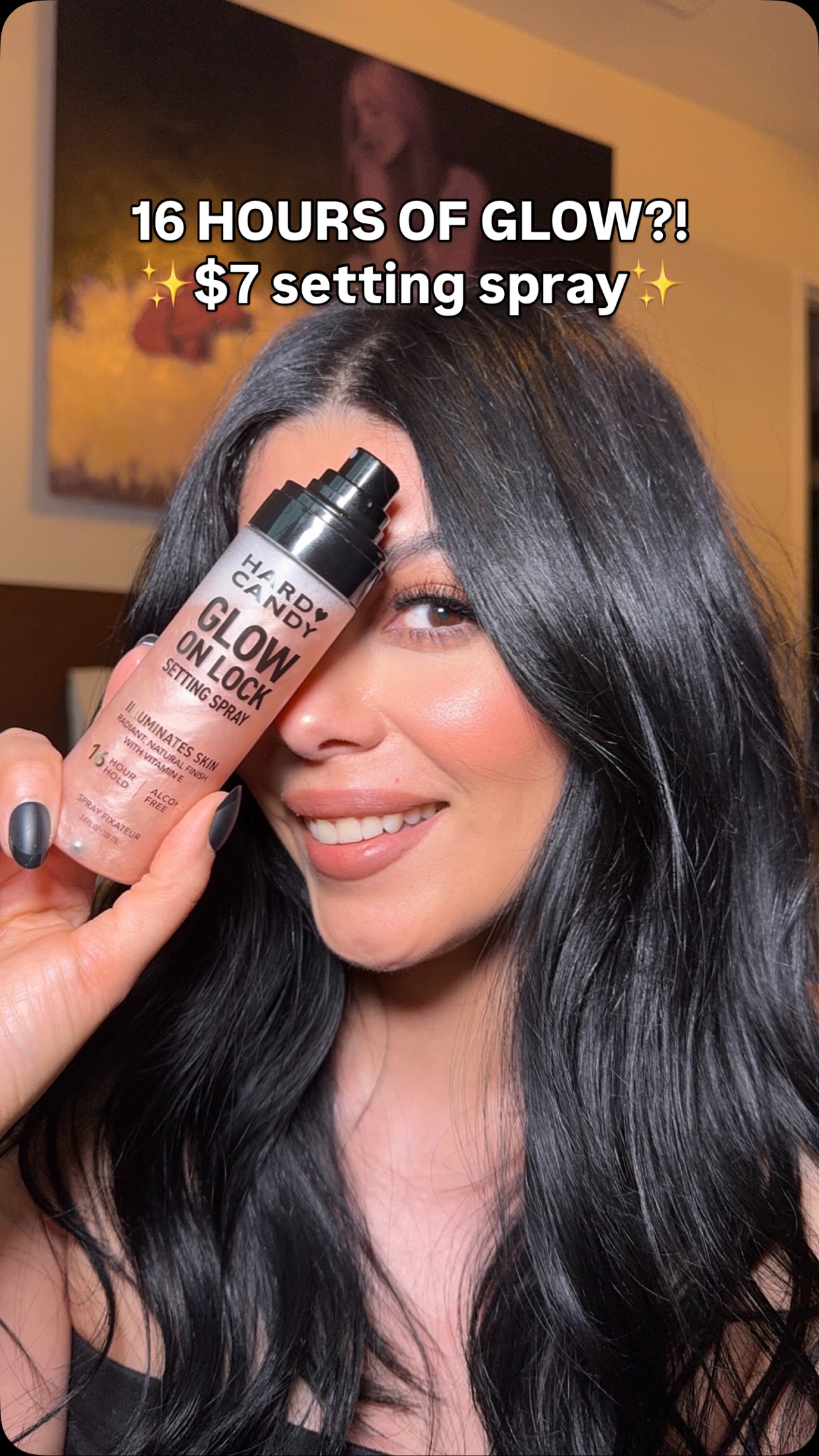 Instagram post by @sccastaneda for MagicLinks. Caption reads: Comment ✨GLOW✨ to shop!
Found a setting spray that....