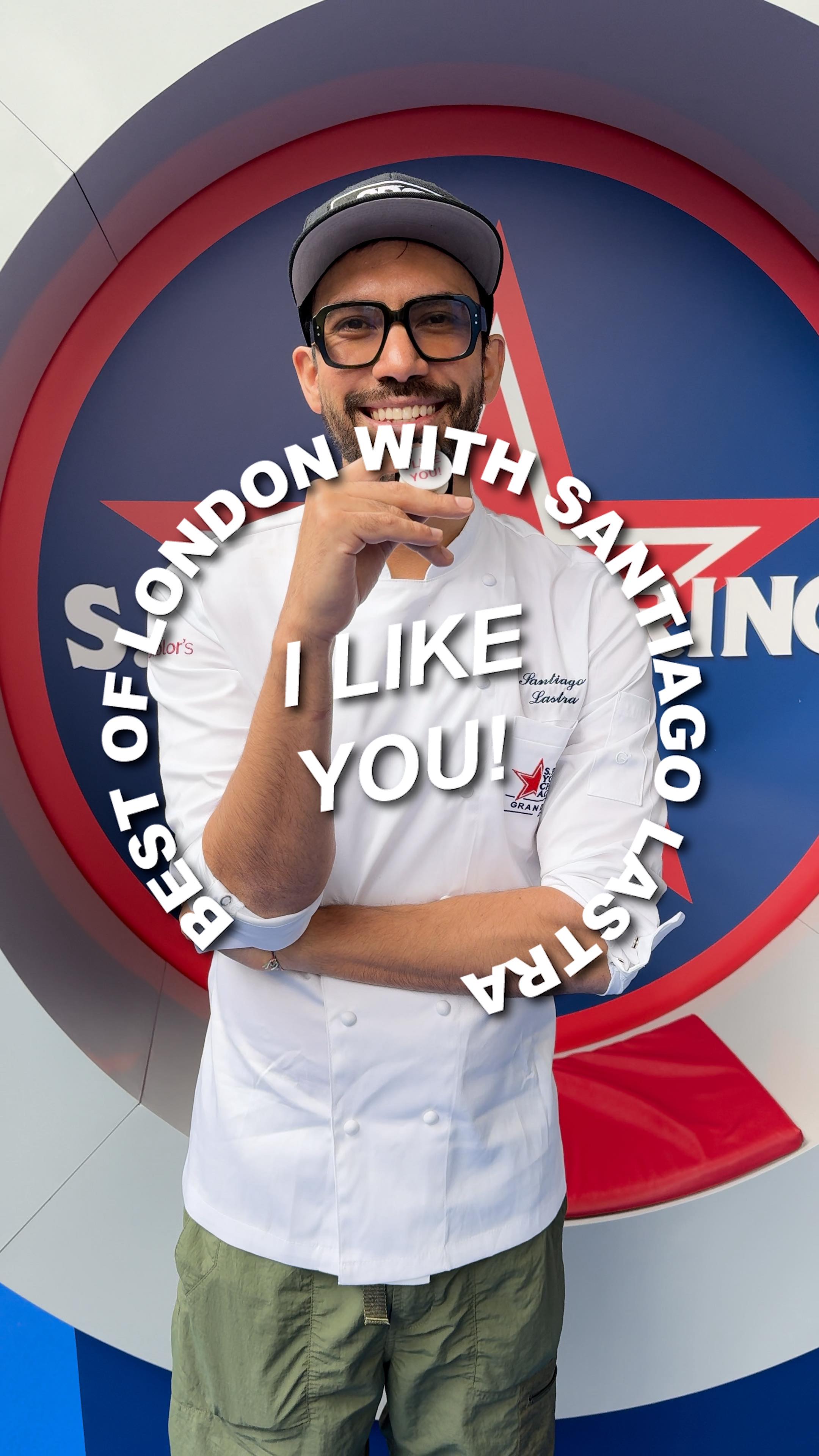 Instagram post by @isaaclikes_ for Sanpellegrino. Caption reads: #AD Best of #London with Chef Santiago Lastra....