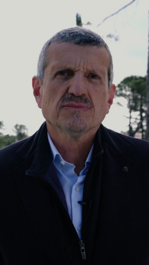 Instagram post by @lifeofsteiner for Amazon Web Services. Caption reads: Guenther Steiner. @f1 Legend & expert. Listen in....