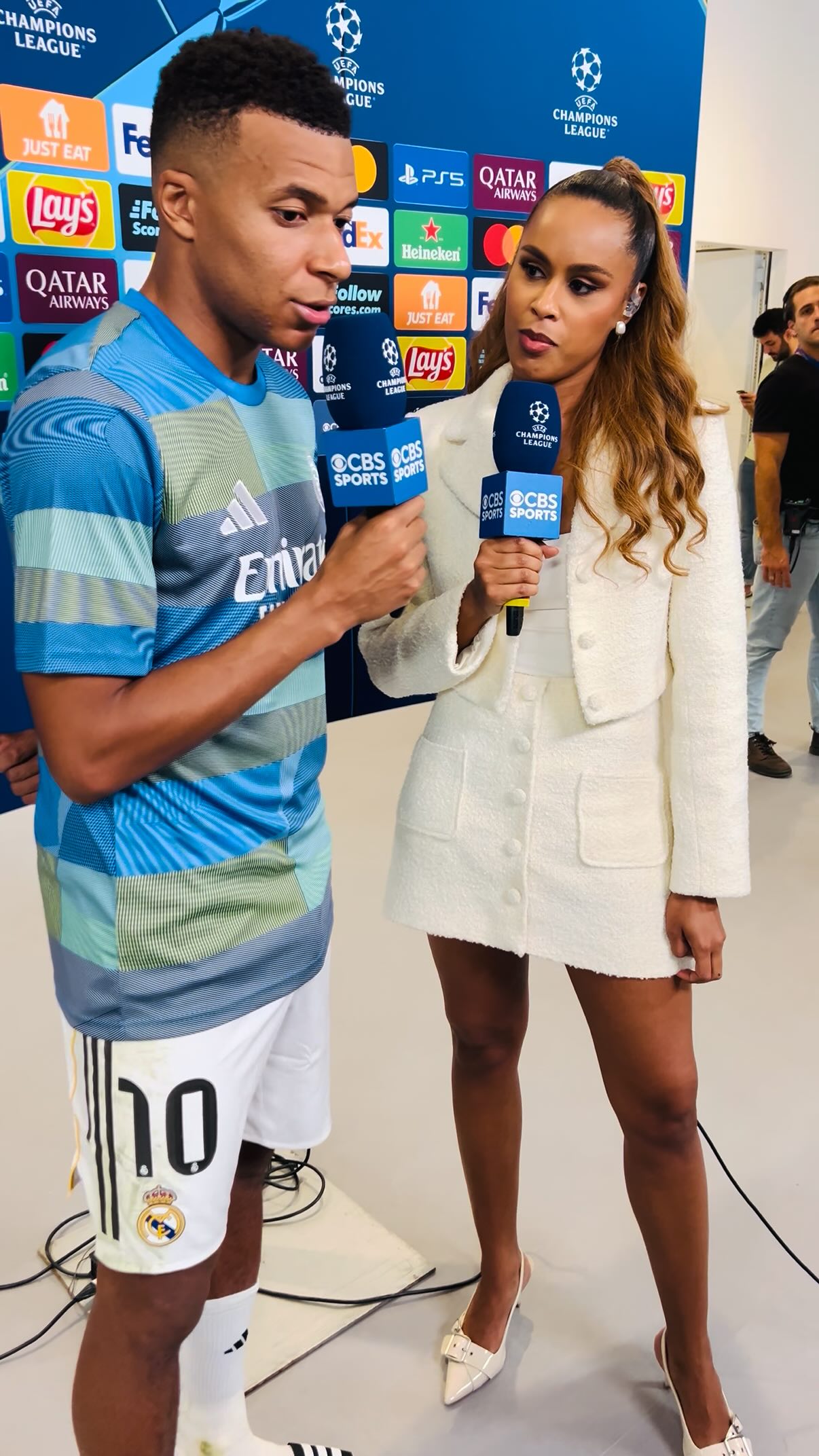 Instagram post by @anitannekajones for Meshki. Caption reads: 🤩 New @championsleague season at @cbssportsgolazo....