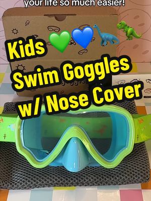 TikTok post by @cruise_life_with_melissa for Vvinca. Caption reads: [...] Swim Goggles with nose cover 💙💚🦖🦕@Vvinca....