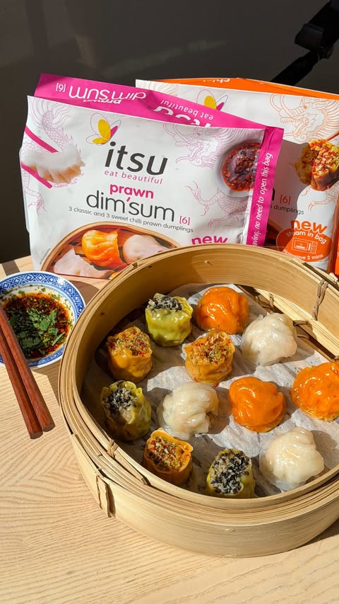 Instagram post by @daigasikfaan for itsu. Caption reads: ad Ep 9: Hot & Steamy 🥵 @itsuofficial dim’sum....