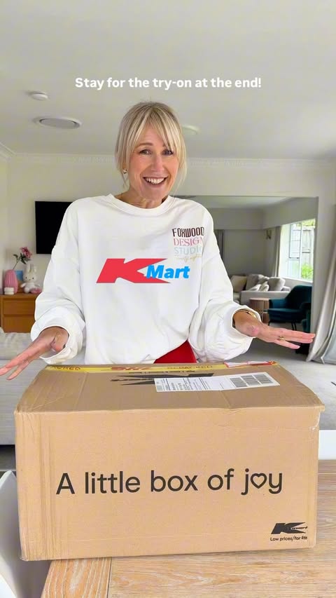 Instagram post by @gotup_gotdressed for kmart. Caption reads: KMART SENT ME A PR BOX AND I’M LOSING MY MIND....
