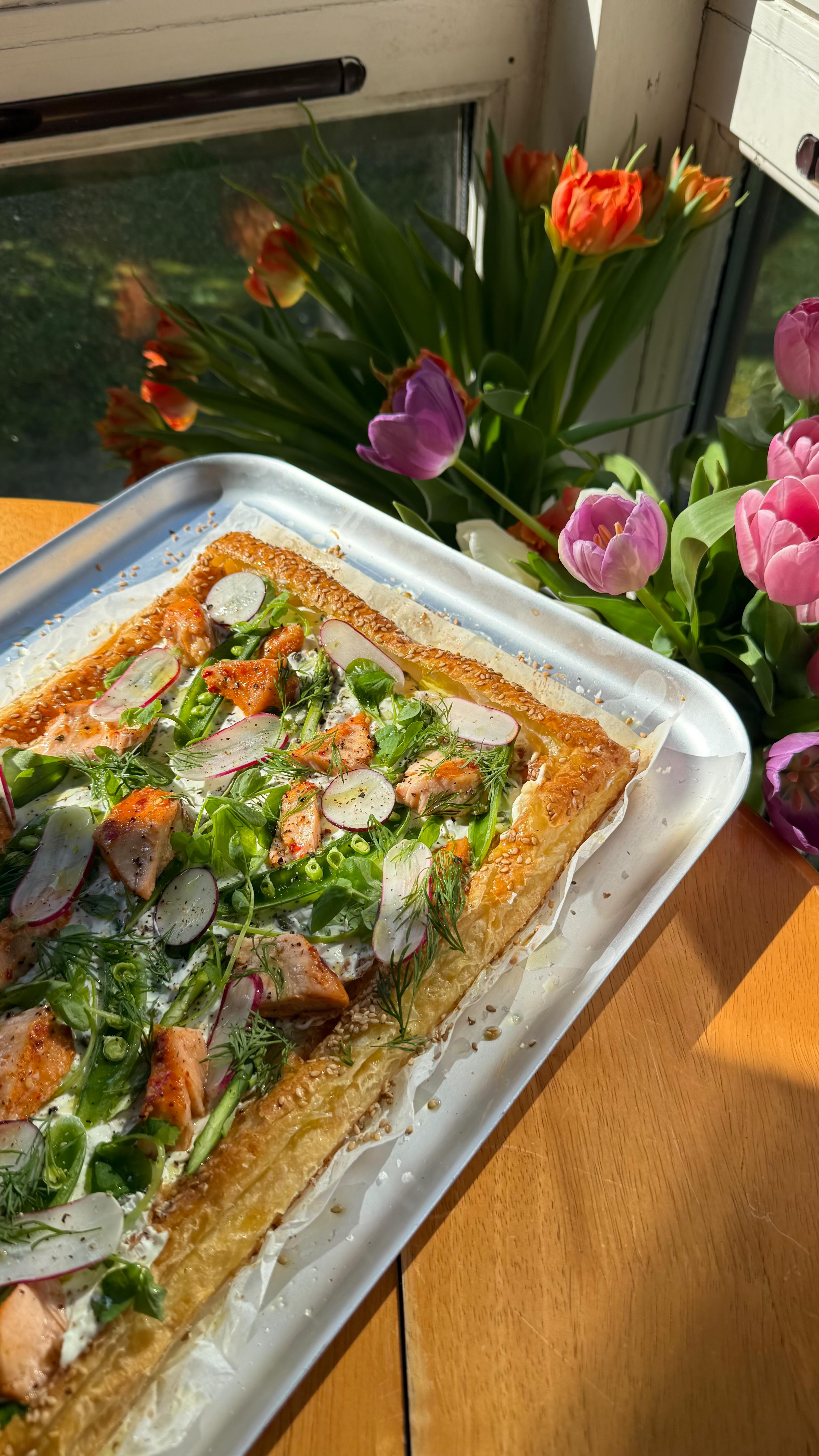 Instagram post by @sebscrispyclub for Waitrose. Caption reads: ad An easy but impressive tart for your Easter....