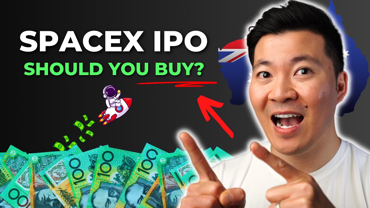 YouTube post by @BryanInvest for Hostinger Academy. Caption reads: Should Aussie Investors Buy The SpaceX IPO?....