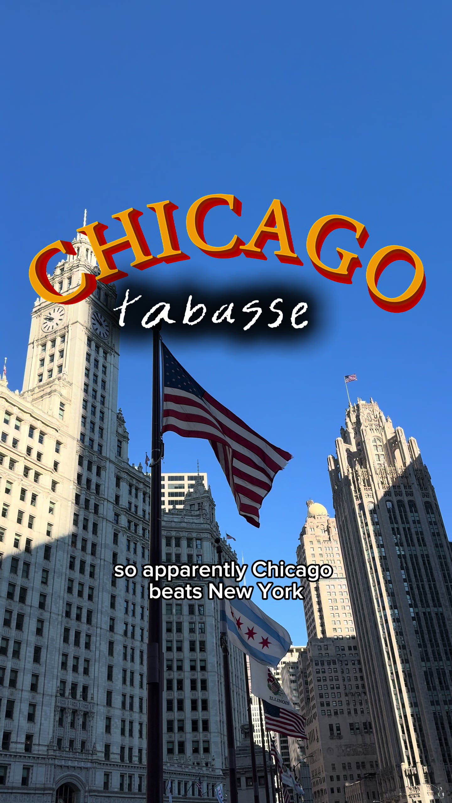 TikTok post by @frenchylo for Choose Chicago. Caption reads: [...] York ? 🤔 🇺🇸  J’ai voyagé avec @Choose....