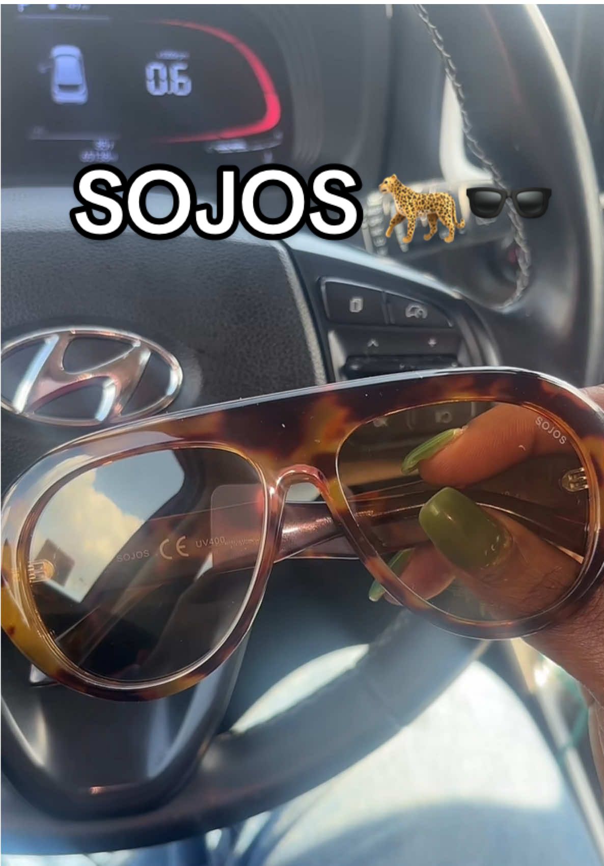 TikTok post by @iamveesavage for SOJOS. Caption reads: @sojosglasses 😍😍😍😍 #tiktokshopfinds #shades....