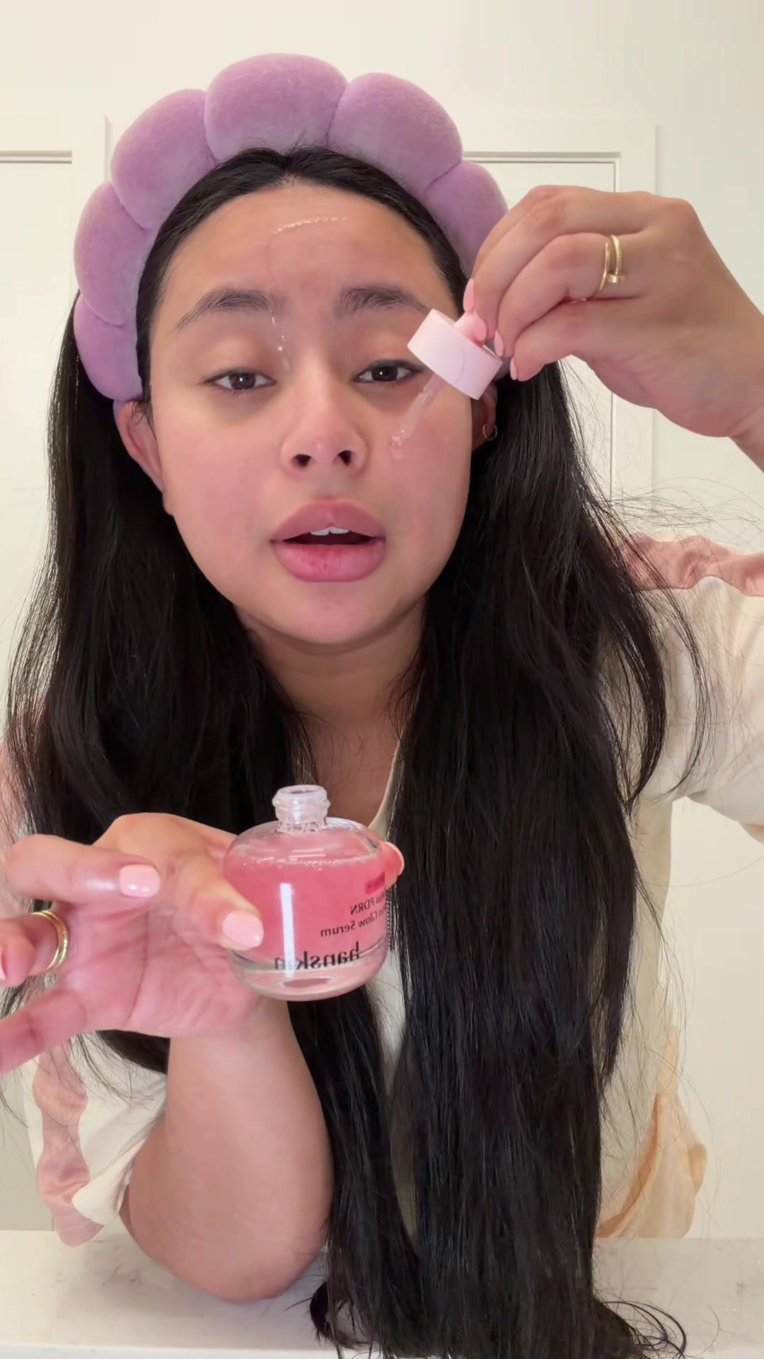 TikTok post by @tasandbun for Hanskin Skincare. Caption reads: This amazing Vegan PDRN serum is a Korean....