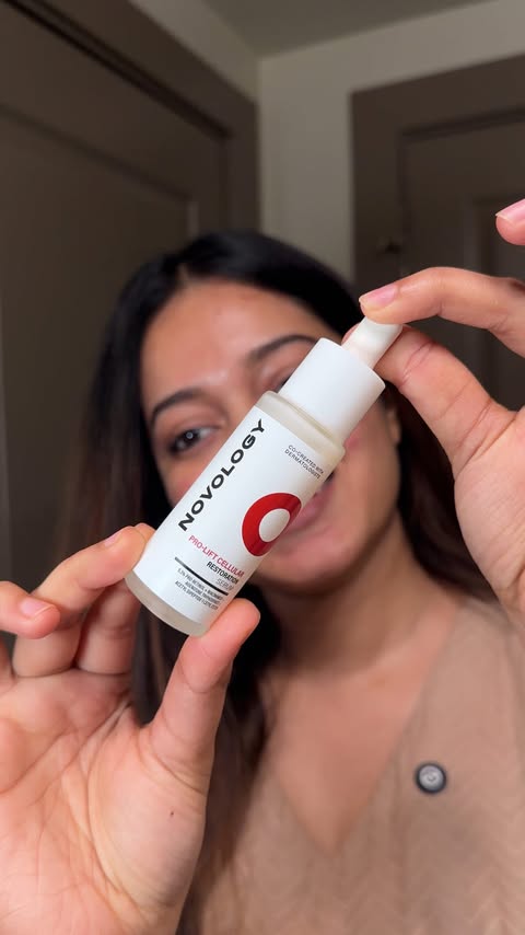 Instagram post by @sanjana__nagesh for Novology. Caption reads: [...] 💬✨
Swapped my harsh actives for the....