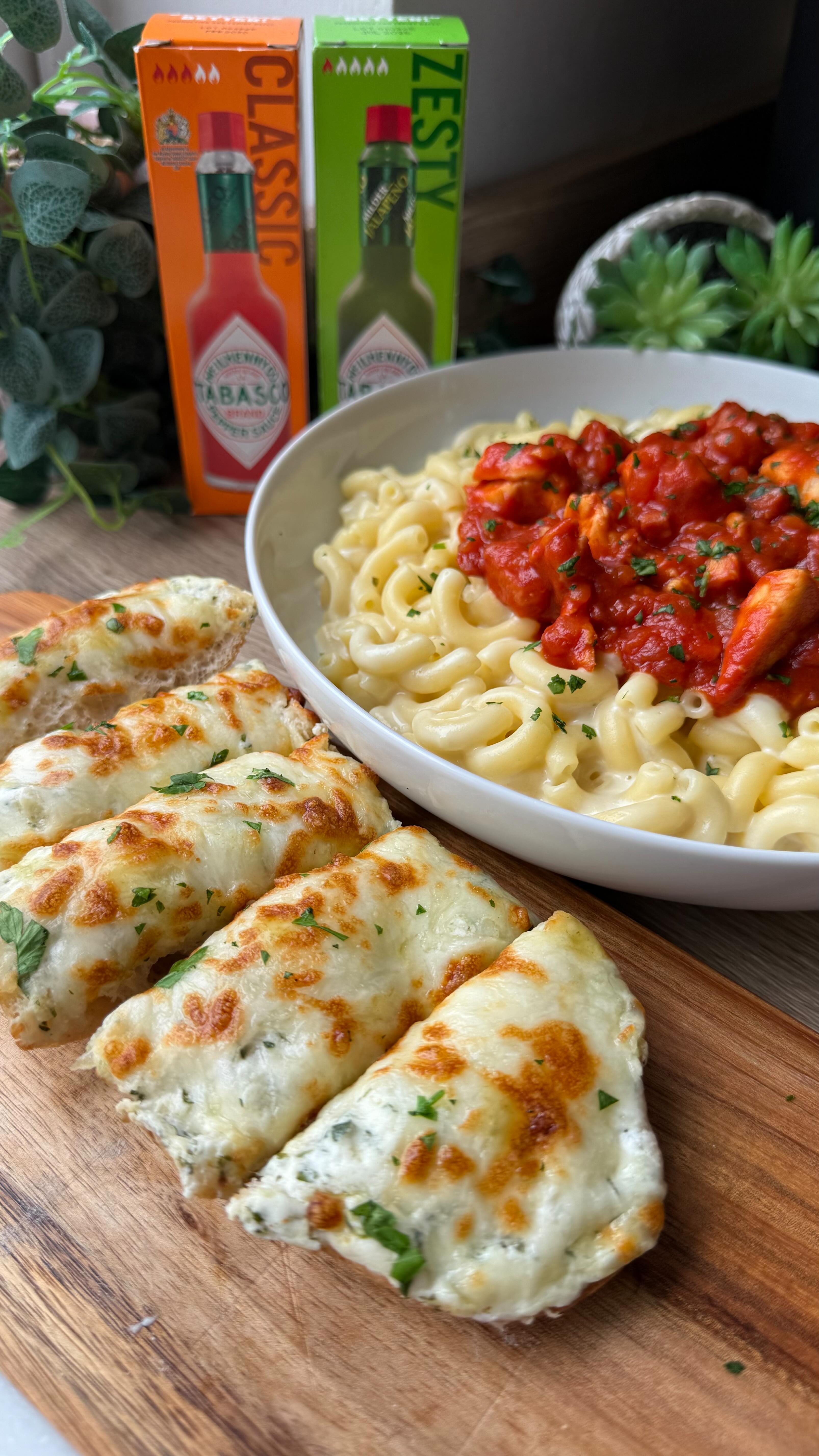 Instagram post by @dinner_at_hols for TABASCO. Caption reads: AD. The Ultimate Pasta Night with TABASCO® Sauce &....