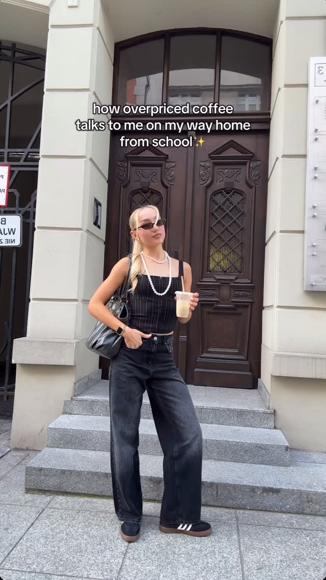 Instagram post by @_ola.hania_ for House Brand. Caption reads: school is tough, but missing out on my coffee?....