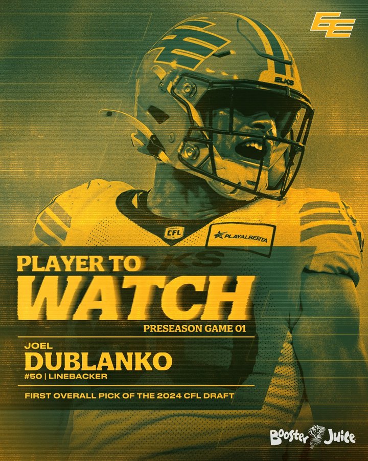 Instagram post by @jdublanko for Booster Juice. Caption reads: [...] against the Stampeders. #GoElks x....