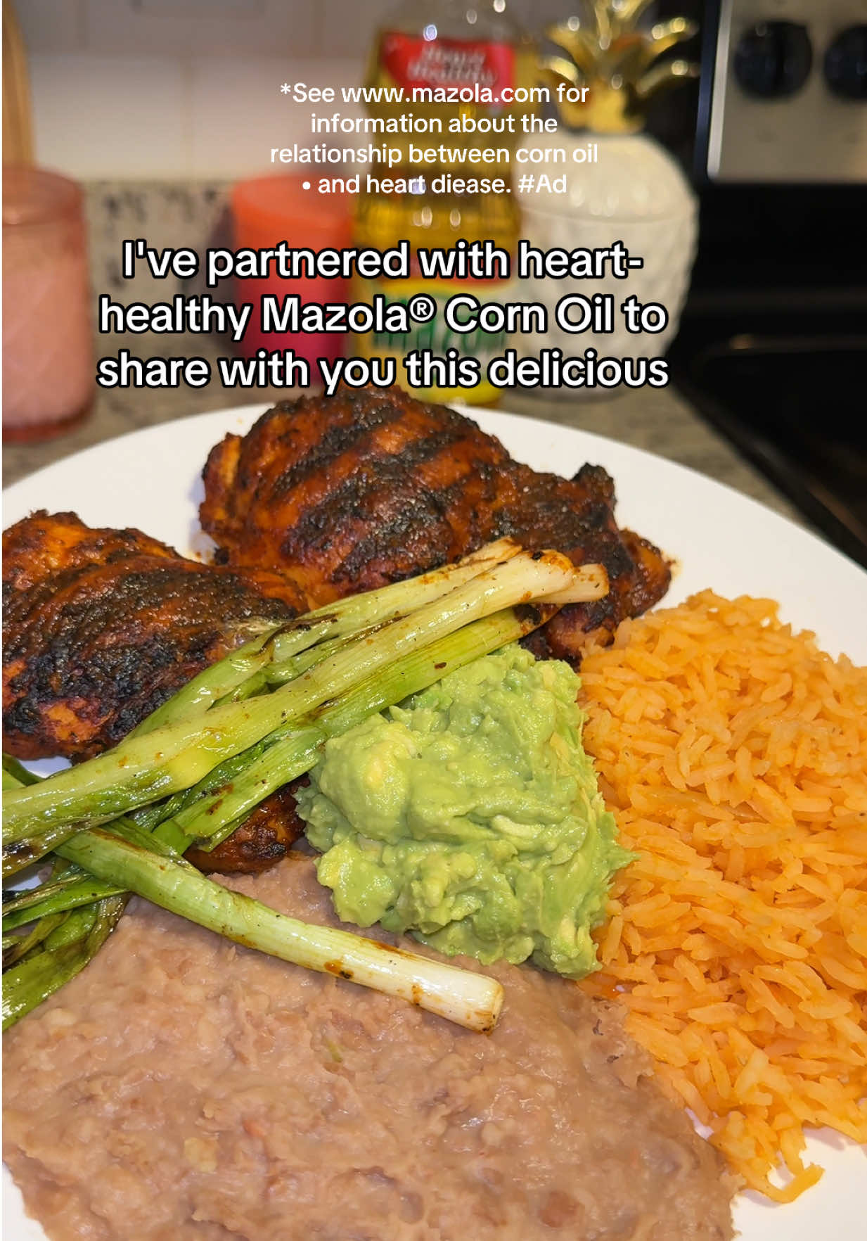 TikTok post by @claudiayuzeth for Mazola. Caption reads: #AD The best Grilled Chiptole Chicken Marinade to....