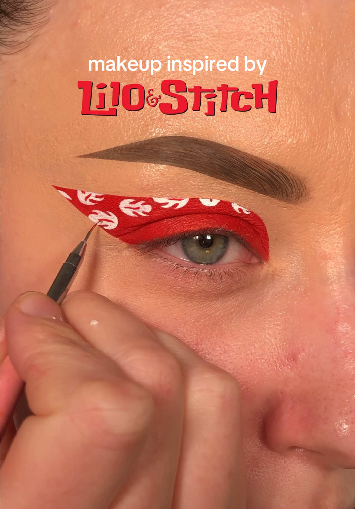 TikTok post by @alicekingmakeup for Disney Animation. Caption reads: makeup inspired by lilo & stitch - lilo❤️🌺 -  -....
