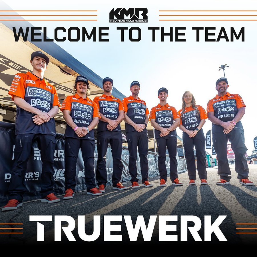 Instagram post by @team.kmracing for TRUEWERK. Caption reads: 🚨Welcome to the Team @truewerk ! 🚨 We’re pumped....