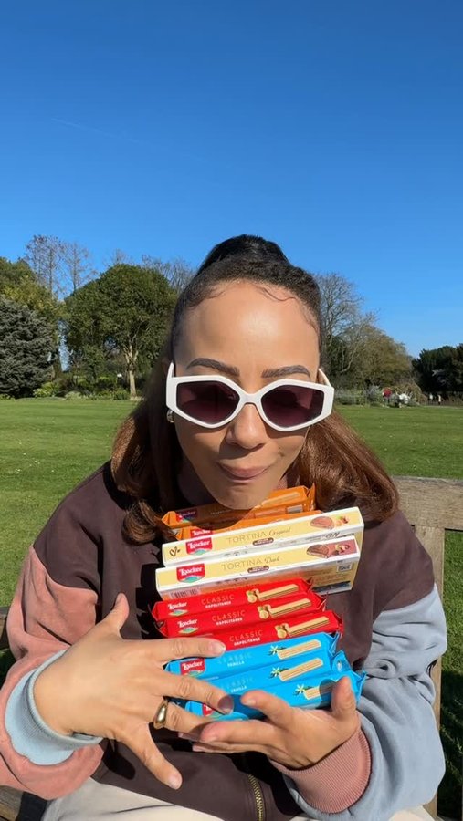 Instagram post by @loulouexplores for Loacker. Caption reads: These @loacker wafers will be the end of me I....