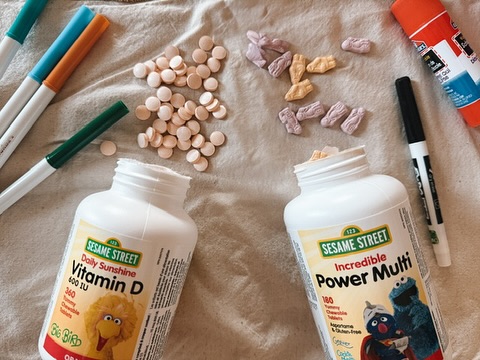 Instagram post by @becummingus for Webber Naturals. Caption reads: [...] soon ! #ad #sesamestreetvitamins....